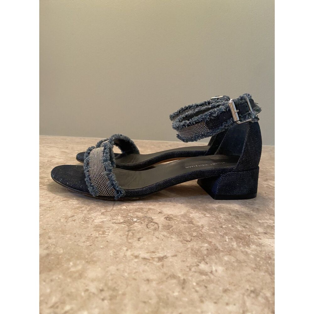 Stuart Weitzman Denim Block Heel Sandals 6.5 - Picture 6 of 12